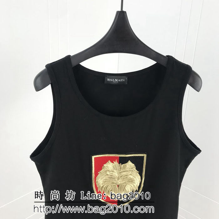 BALMAIM巴爾曼 19ss早春新款 刺繡獅子勳章背心 內搭神器 男女同款 ydi2540